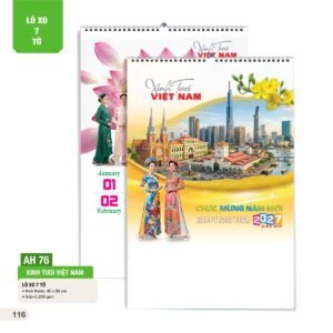 Lịch Treo Tường Lò Xo 7 Tờ 2027 AH Mẫu AH76 (40 x 60cm) Quà Tết Doanh Nghiệp Công Nghệ Hiện Đại in logo doanh nghiệp quà tặng Tết tại Quà Tặng Tech VN