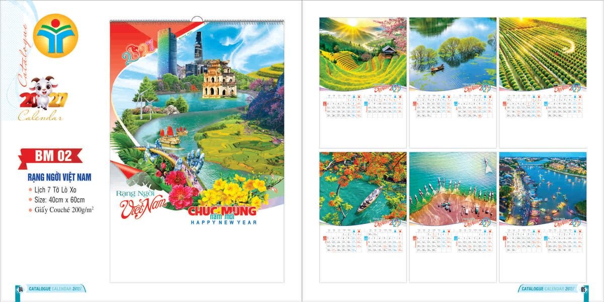 Lịch 7 Tờ Lò Xo 2027 Bình Minh BM02 Quà Tết Doanh Nghiệp Công Nghệ Hiện Đại