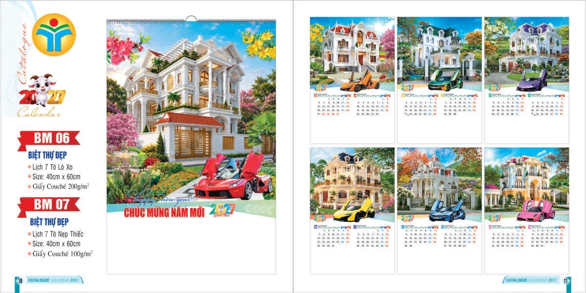 Lịch 7 Tờ Lò Xo 2027 Bình Minh BM05 Quà Tết Doanh Nghiệp Công Nghệ Hiện Đại