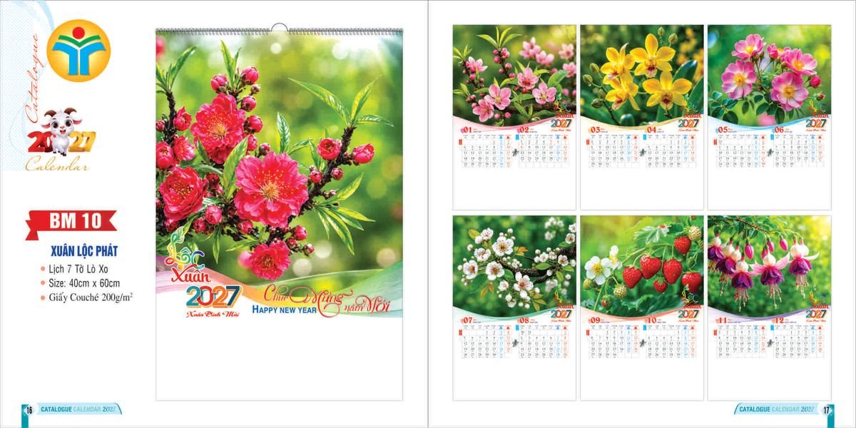 Lịch 7 Tờ Lò Xo 2027 Bình Minh BM08 Quà Tết Doanh Nghiệp Công Nghệ Hiện Đại