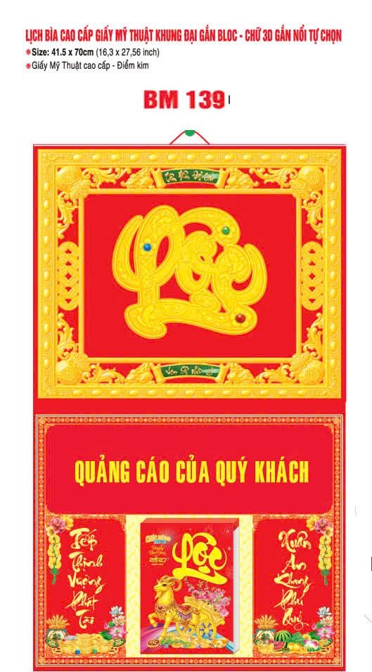 Bìa Lịch Treo Khung Đại Gắn Bloc BM 2027 BM139 - Kim Dương Phú Quý - Quà Tặng Tech