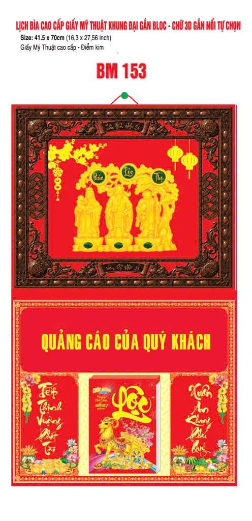 Bìa Lịch Treo Khung Đại Gắn Bloc BM 2027 BM153 - Kim Dương Phú Quý - Quà Tặng Tech