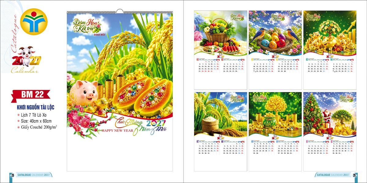 Lịch Treo Tường Lò Xo Ba Nhất Ba Nhất 2027 BN117 Quà Tết Doanh Nghiệp Công Nghệ Hiện Đại