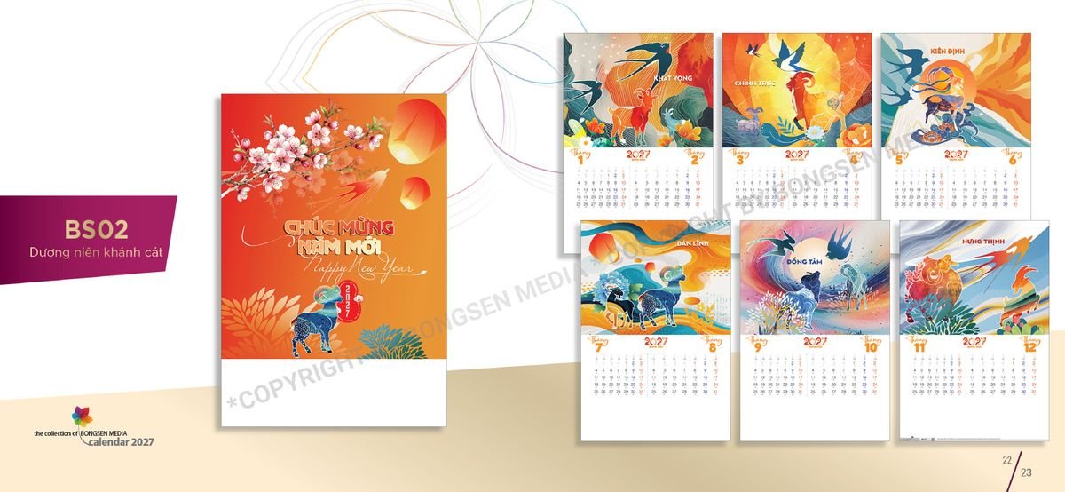 Lịch Bloc Siêu Cực Đại 2027 Bông Sen BS12 Quà Tết Doanh Nghiệp Công Nghệ Hiện Đại