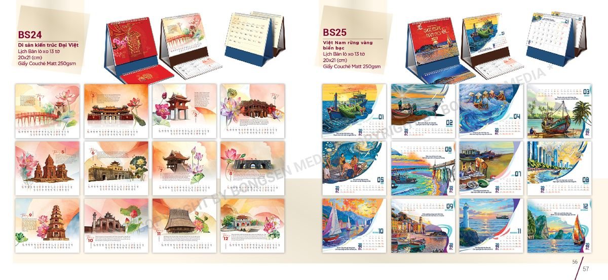 Lịch Để Bàn Nghệ Thuật 2027 Bông Sen BS29 Quà Tết Doanh Nghiệp Công Nghệ Hiện Đại