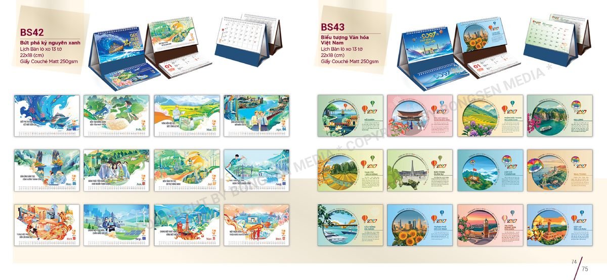 Lịch Để Bàn Nghệ Thuật 2027 Bông Sen BS38 Quà Tết Doanh Nghiệp Công Nghệ Hiện Đại