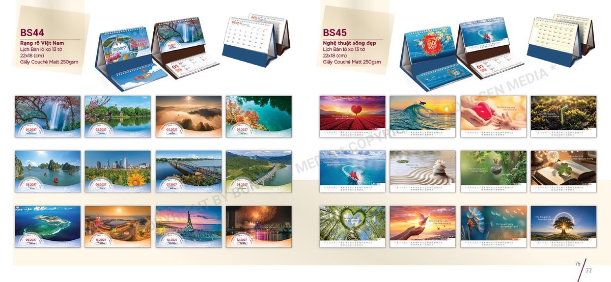 Lịch Để Bàn Nghệ Thuật 2027 Bông Sen BS39 Quà Tết Doanh Nghiệp Công Nghệ Hiện Đại