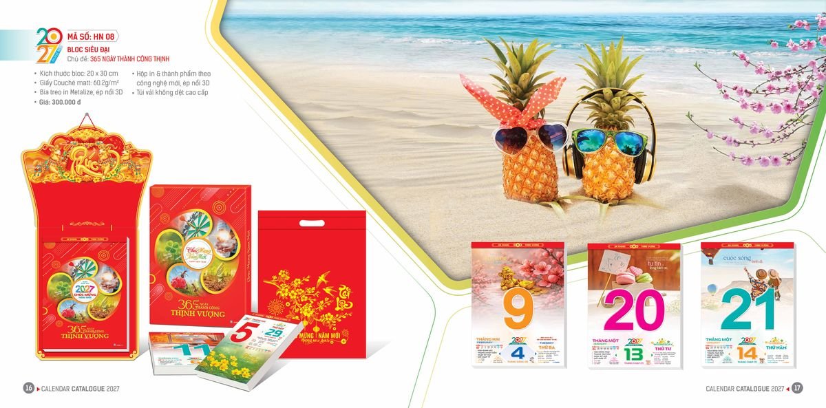 Lịch Bloc Hoa Niên 2027 ĐP DPHN07 Quà Tết Doanh Nghiệp Công Nghệ Hiện Đại