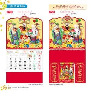 Lịch Treo Tường Lò Xo 2027 HT Mẫu HT33 - Phúc Lộc Thọ (37 x 68cm) Quà Tết Doanh Nghiệp Công Nghệ Hiện Đại in logo doanh nghiệp quà tặng Tết tại Quà Tặng Tech VN