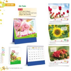 Lịch Bàn Chữ M (Có Note 52 Tuần) 2027 HT Mẫu HT79 (18 x 21cm) Quà Tết Doanh Nghiệp Công Nghệ Hiện Đại in logo doanh nghiệp quà tặng Tết tại Quà Tặng Tech VN
