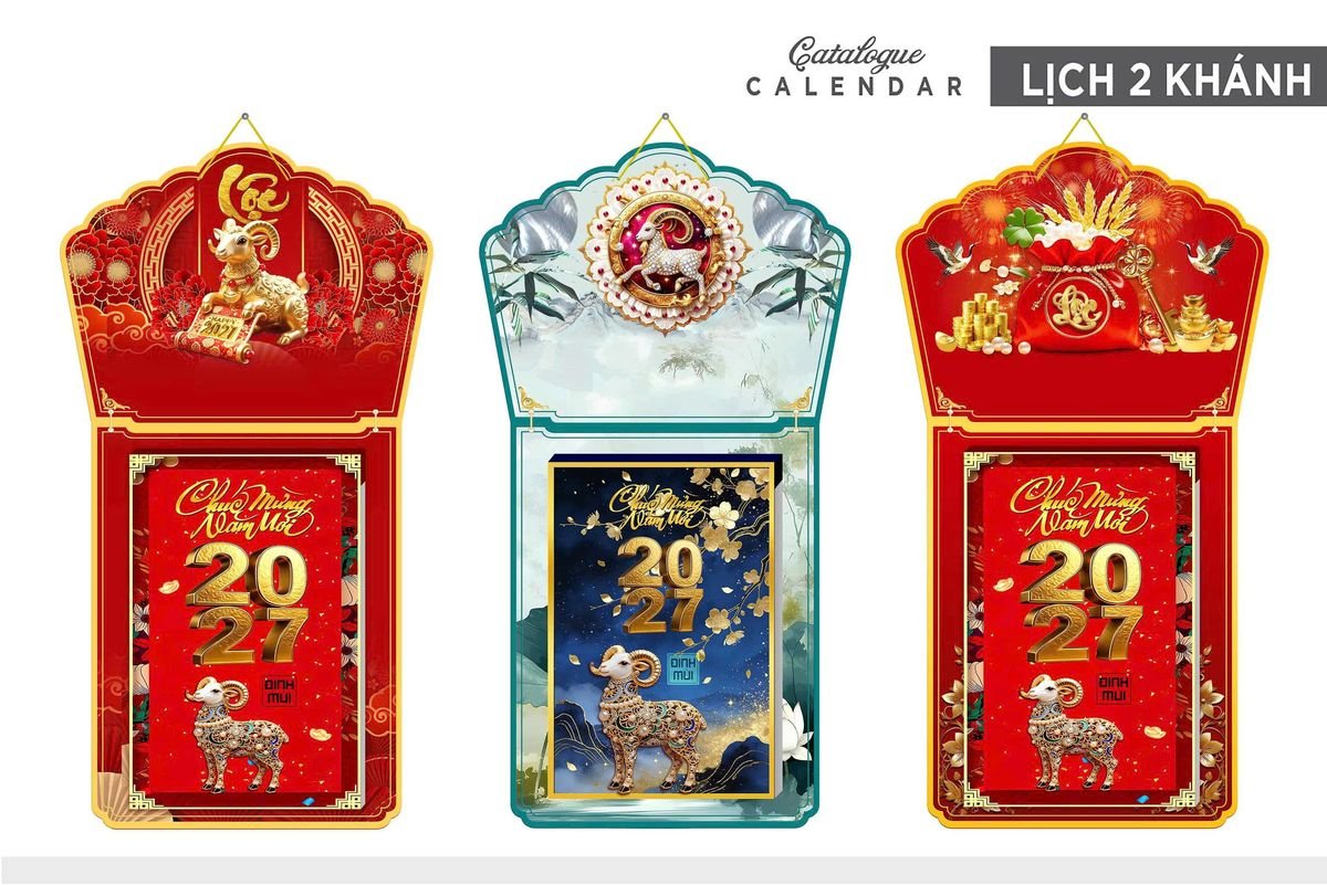 Lịch Khánh Gỗ Lamina 2 Đầu 2027 LM2D_009 - Quà Tặng Tech