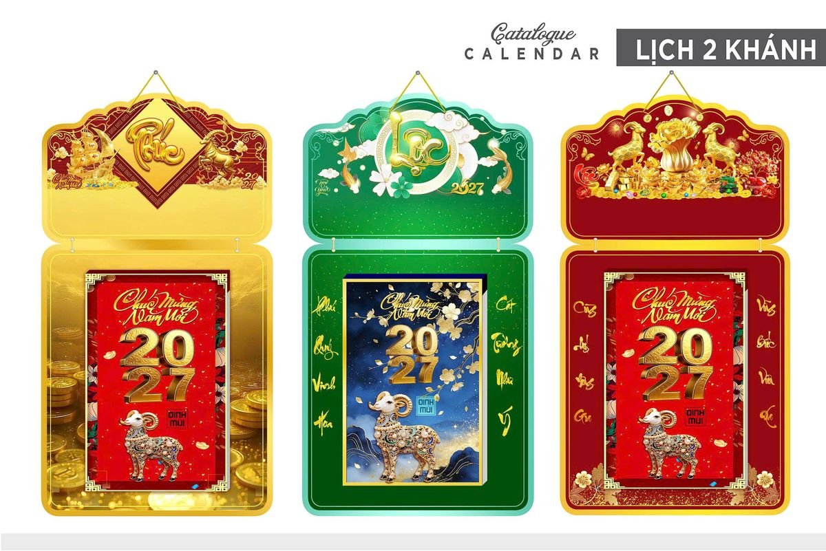 Lịch Khánh Gỗ Lamina 2 Đầu 2027 LM2D_021 - Quà Tặng Tech