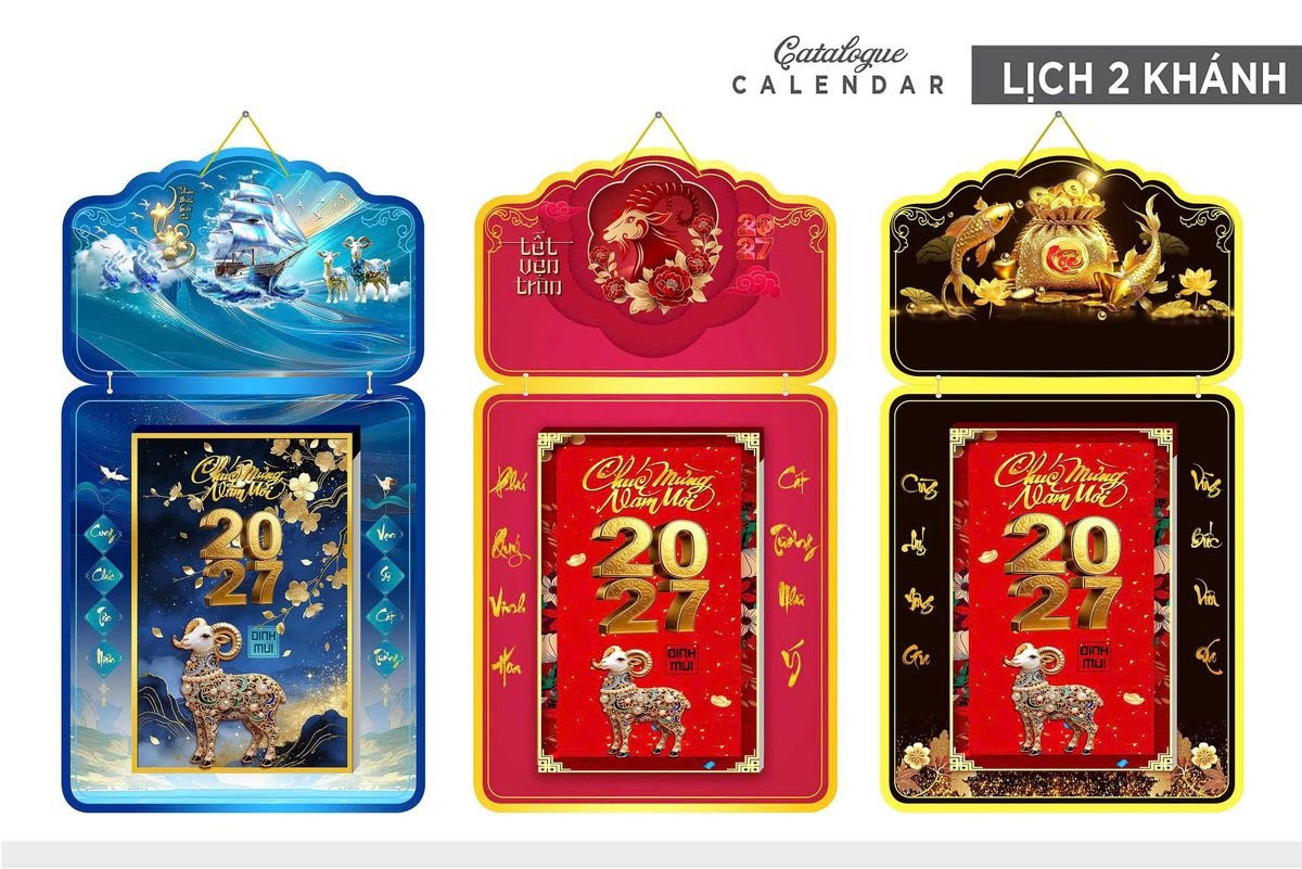 Lịch Khánh Gỗ Lamina 2 Đầu 2027 LM2D_023 - Quà Tặng Tech