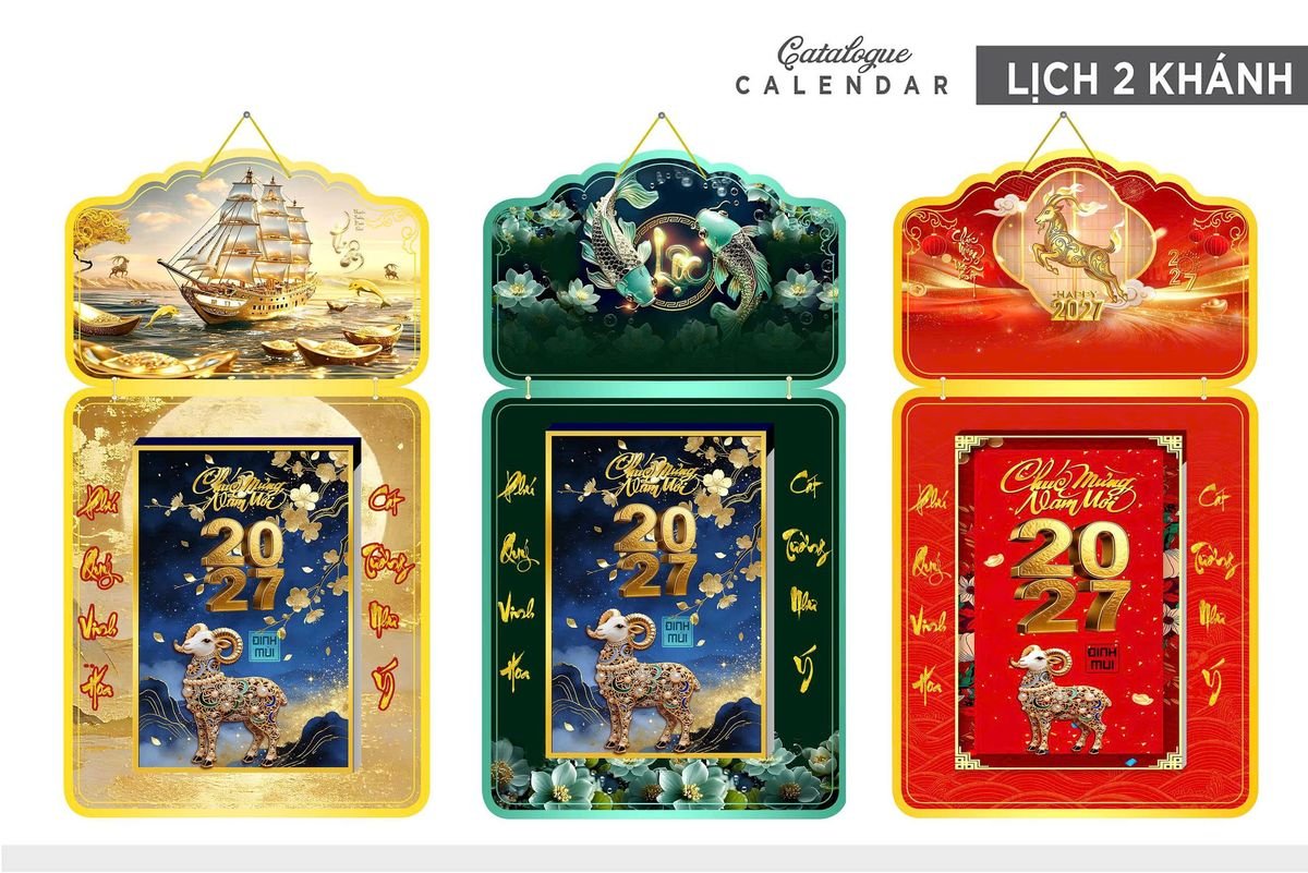Lịch Khánh Gỗ Lamina 2 Đầu 2027 LM2D_024 - Quà Tặng Tech
