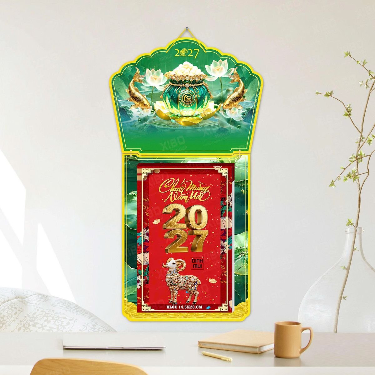 Lịch Khánh Gỗ Lamina 2 Đầu 2027 LM2D_038 - Quà Tặng Tech