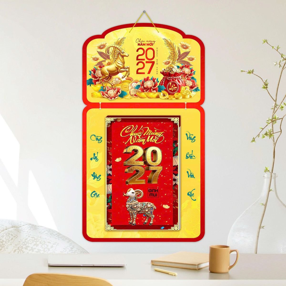 Lịch Khánh Gỗ Lamina 2 Đầu 2027 LM2D_054 - Quà Tặng Tech