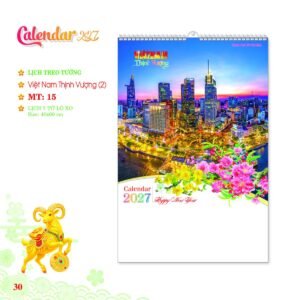 Lịch Treo Tường Lò Xo 2027 MT Mẫu MT15 (40 x 60cm) Quà Tết Doanh Nghiệp Công Nghệ Hiện Đại in logo doanh nghiệp quà tặng Tết tại Quà Tặng Tech VN
