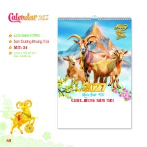 Lịch Treo Tường Lò Xo 2027 MT Mẫu MT34 (40 x 60cm) Quà Tết Doanh Nghiệp Công Nghệ Hiện Đại in logo doanh nghiệp quà tặng Tết tại Quà Tặng Tech VN