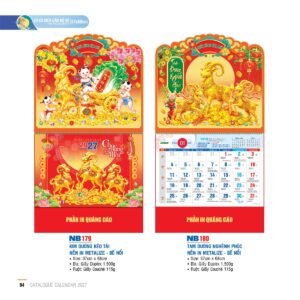 Lịch Treo Tường Lò Xo 2027 NB Mẫu NB179 (37 x 68cm) Quà Tết Doanh Nghiệp Công Nghệ Hiện Đại in logo doanh nghiệp quà tặng Tết tại Quà Tặng Tech VN