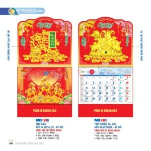 Lịch Treo Tường Lò Xo 2027 NB Mẫu NB200C (37 x 68cm) Quà Tết Doanh Nghiệp Công Nghệ Hiện Đại in logo doanh nghiệp quà tặng Tết tại Quà Tặng Tech VN
