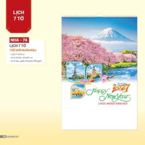 Lịch Treo Tường Lò Xo 2027 NHA Mẫu NHA74 - Thế Giới Muôn Màu (40 x 60cm) Quà Tết Doanh Nghiệp Công Nghệ Hiện Đại in logo doanh nghiệp quà tặng Tết tại Quà Tặng Tech VN