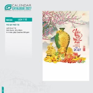 Lịch Treo Tường Lò Xo 7 Tờ 2027 NH Mẫu NH34 (40 x 60cm) Quà Tết Doanh Nghiệp Công Nghệ Hiện Đại in logo doanh nghiệp quà tặng Tết tại Quà Tặng Tech VN