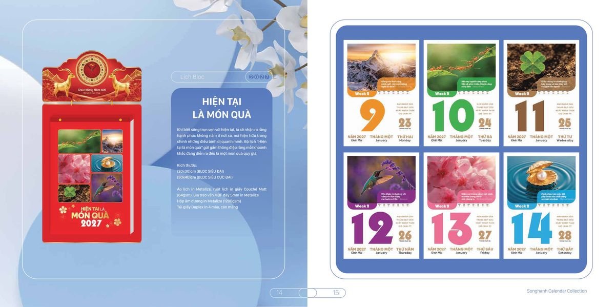 Lịch Bloc Cao Cấp Song Hạnh 2027 SH02 Quà Tết Doanh Nghiệp Công Nghệ Hiện Đại