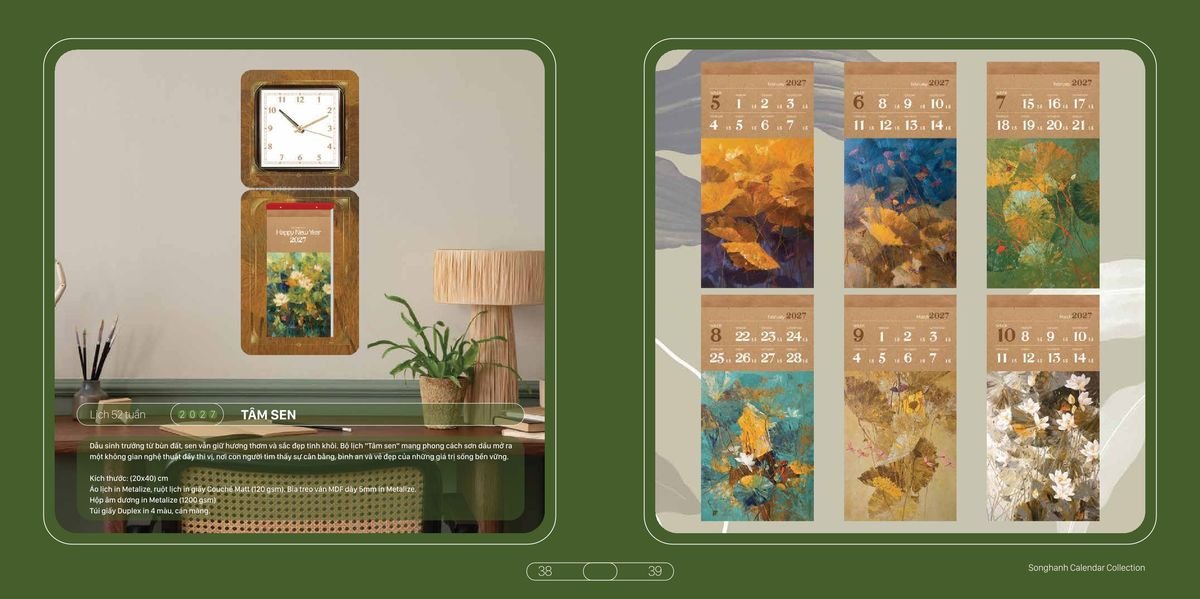 Lịch Bloc Cao Cấp Song Hạnh 2027 SH14 Quà Tết Doanh Nghiệp Công Nghệ Hiện Đại