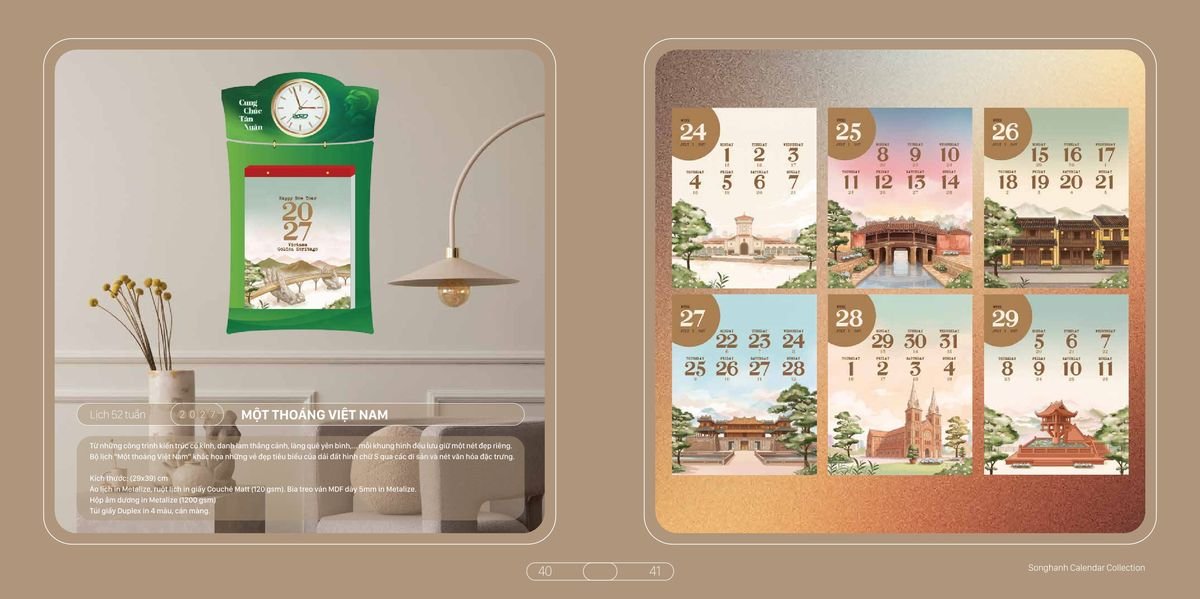 Lịch Bloc Cao Cấp Song Hạnh 2027 SH15 Quà Tết Doanh Nghiệp Công Nghệ Hiện Đại
