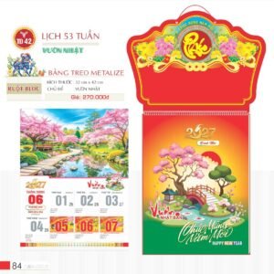 Lịch Treo Tường Lò Xo 2027 TD Mẫu TD42 (40 x 60 cm) Quà Tết Doanh Nghiệp Công Nghệ Hiện Đại in logo doanh nghiệp quà tặng Tết tại Quà Tặng Tech VN