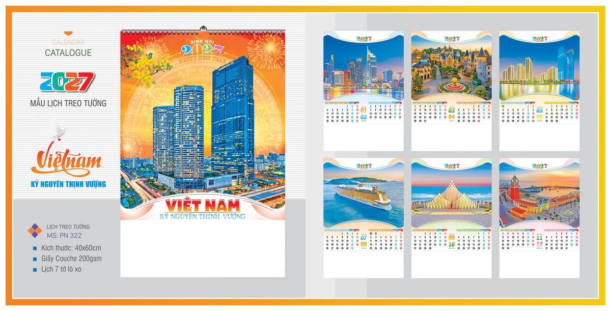 Lịch 7 Tờ Lò Xo TPNLX12 Quà Tết Doanh Nghiệp Công Nghệ Hiện Đại