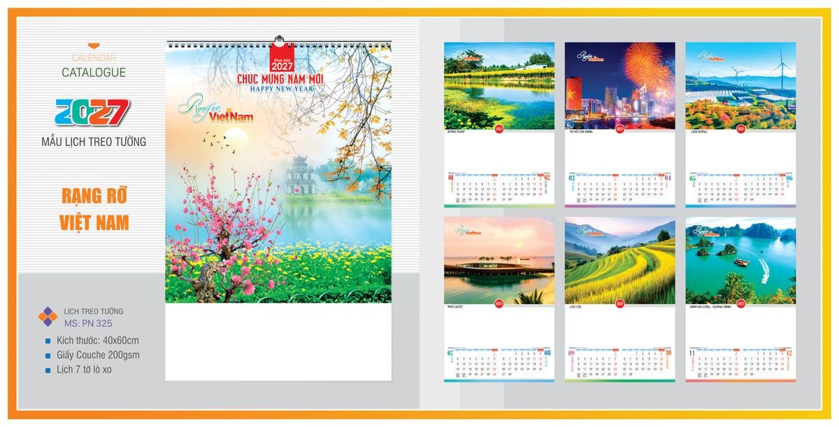 Lịch 7 Tờ Lò Xo TPNLX15 Quà Tết Doanh Nghiệp Công Nghệ Hiện Đại
