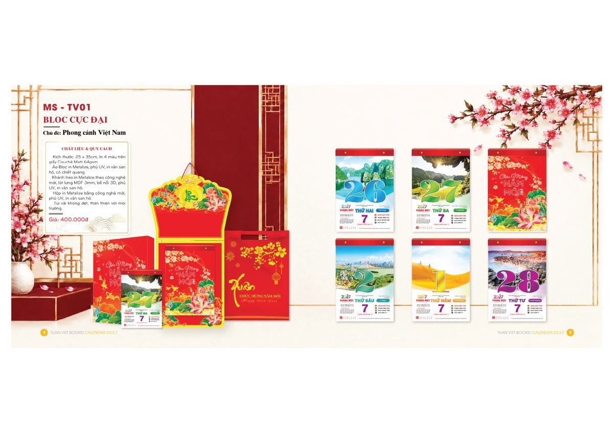 Lịch Bloc Cực Đại 2027 Tuấn Việt TV01 Quà Tết Doanh Nghiệp Công Nghệ Hiện Đại