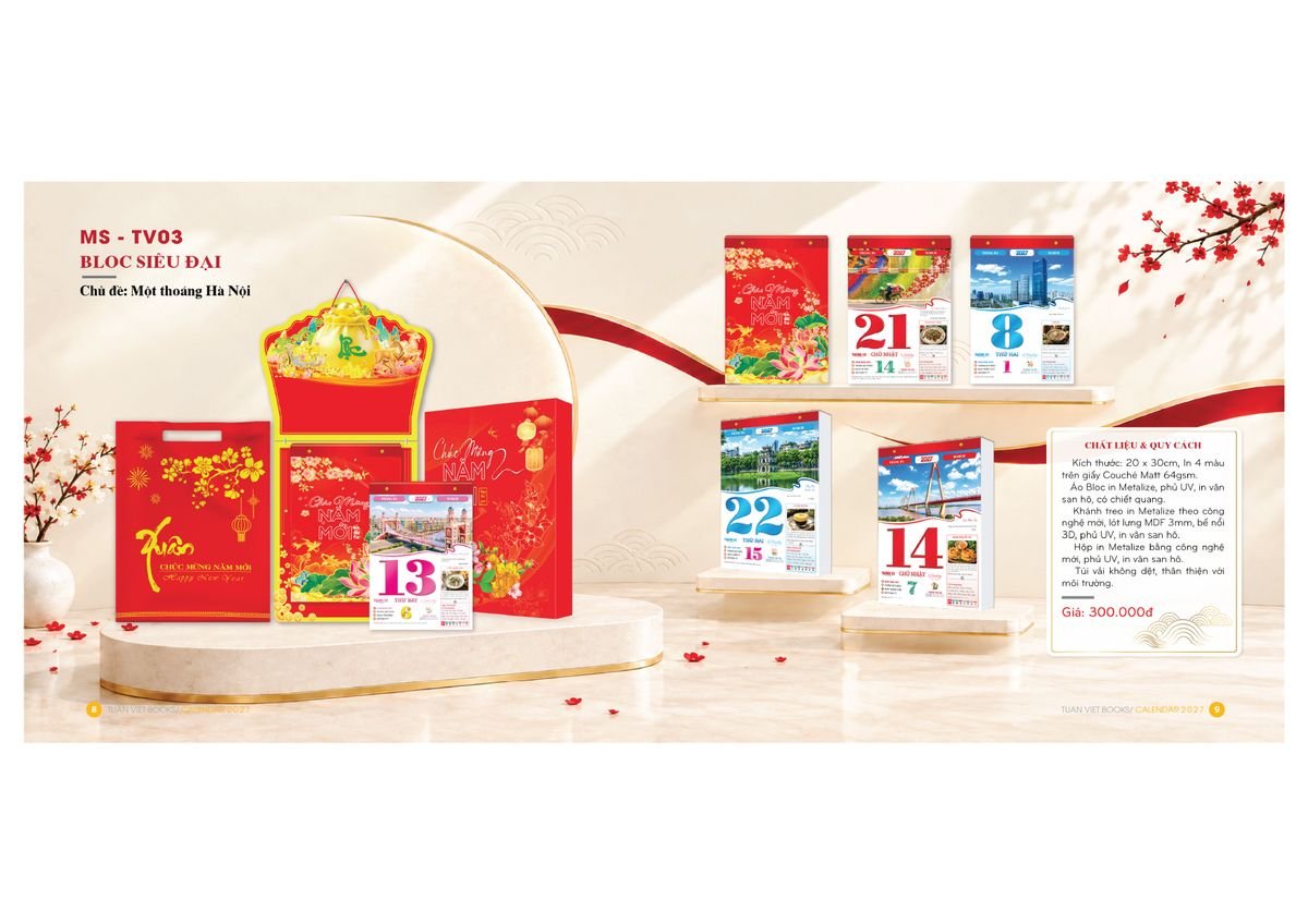 Lịch Bloc Cực Đại 2027 Tuấn Việt TV03 Quà Tết Doanh Nghiệp Công Nghệ Hiện Đại